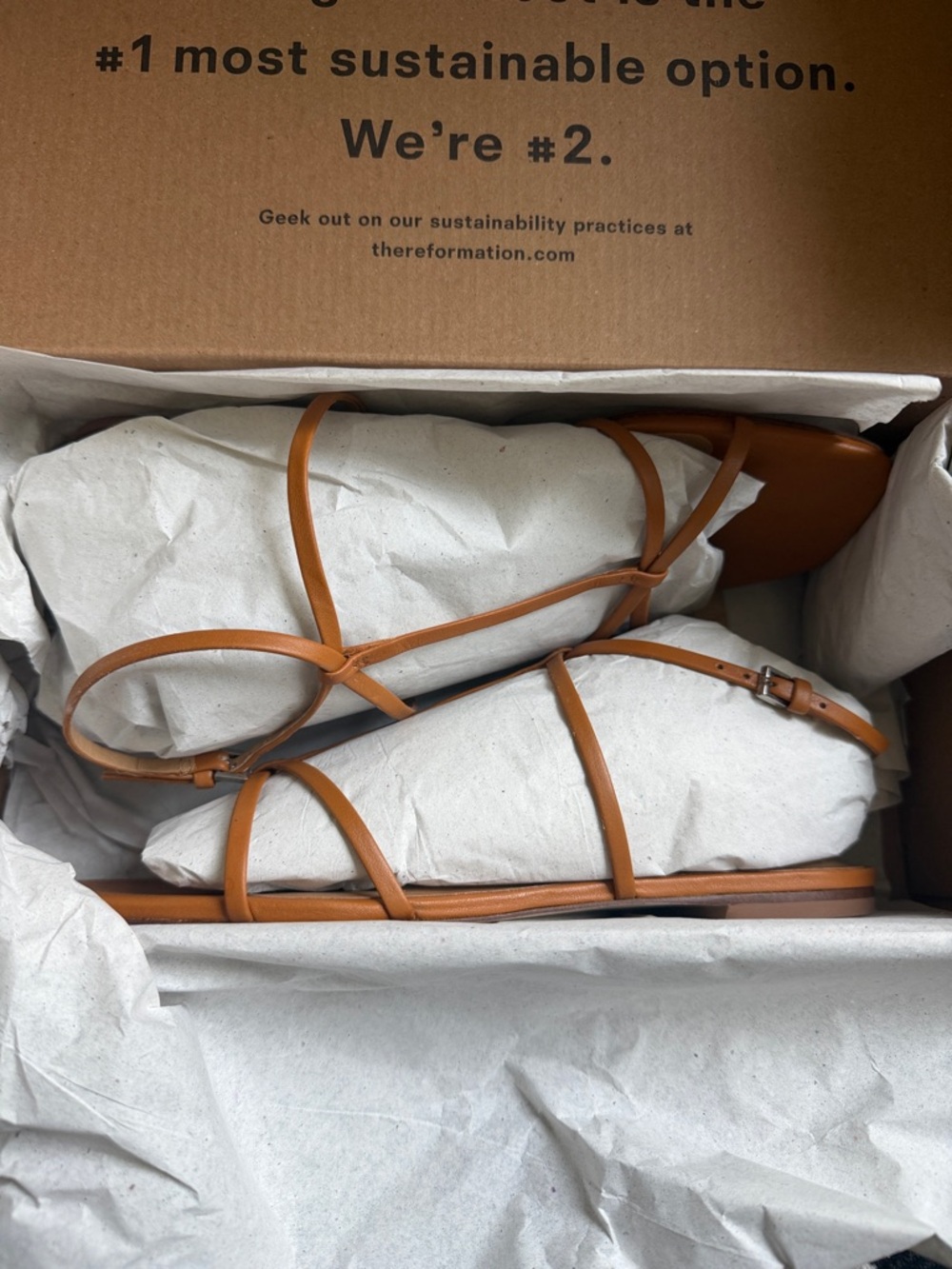 Reformation Maxwell Nutmeg Flat Sandal NEW